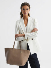 Reiss Bags | Dena Leather Tote Bag Taupe - Women