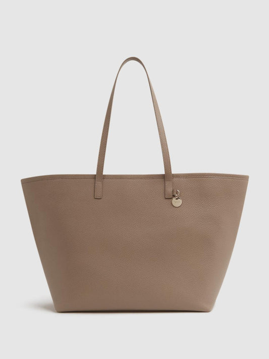 Reiss Bags | Dena Leather Tote Bag Taupe - Women