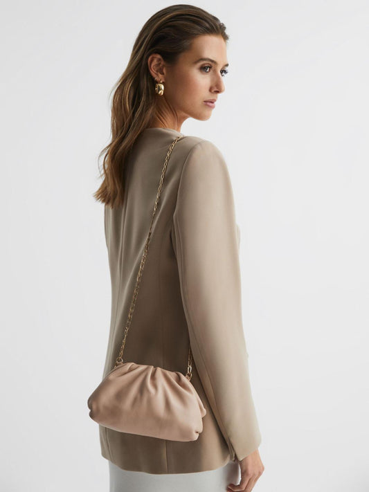 Reiss Bags | Elsa Nappa Leather Clutch Bag Blush - Women