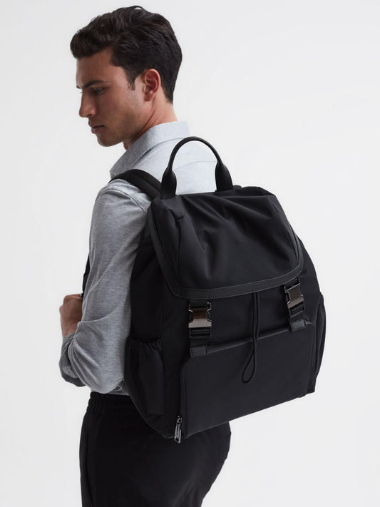 Reiss Bags &amp; Wallets | Danny Leather Drawstring Backpack Black - Men