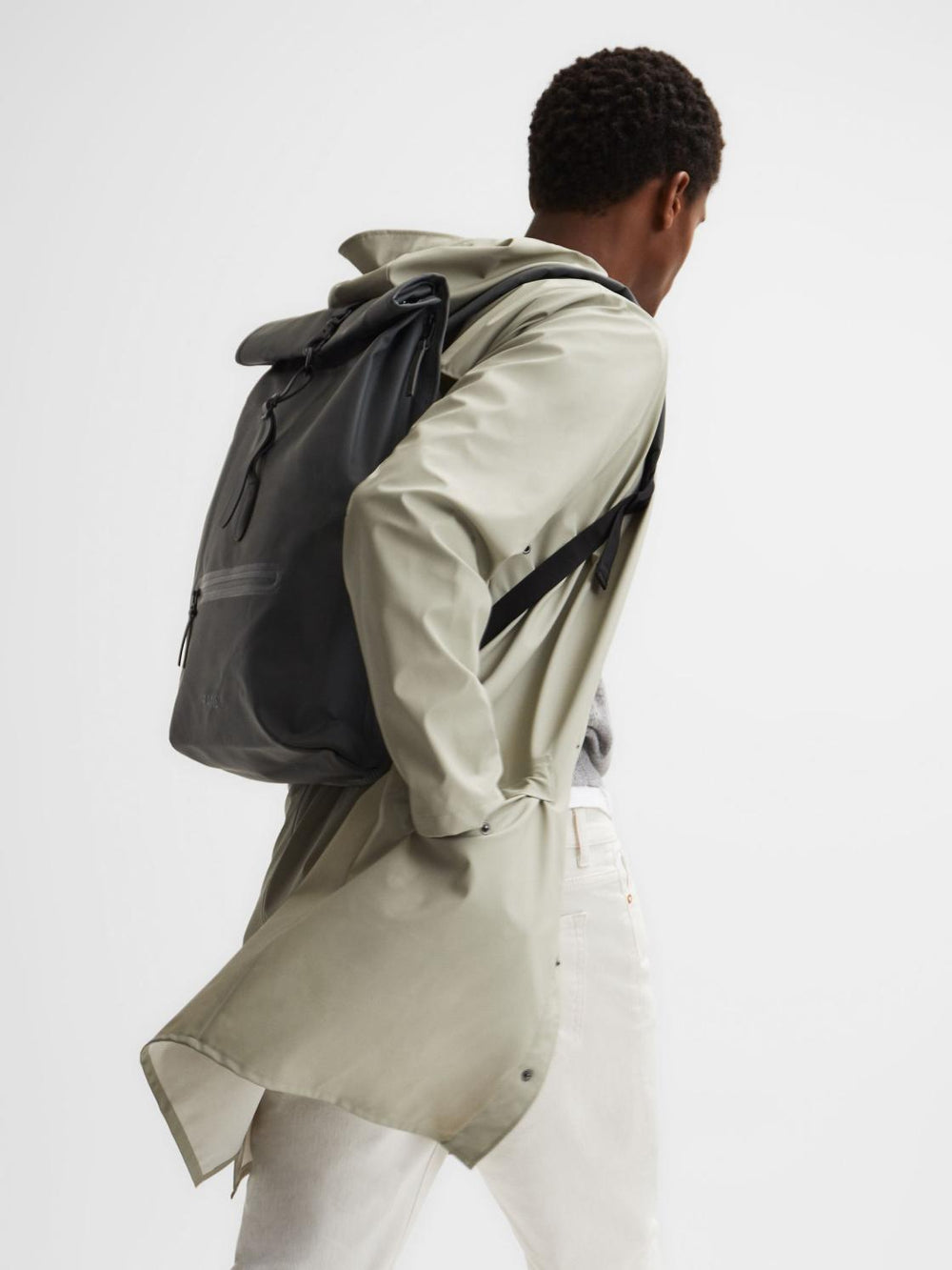 Reiss Bags &amp; Wallets | Rains Rains Roll Top Rucksack Black - Men