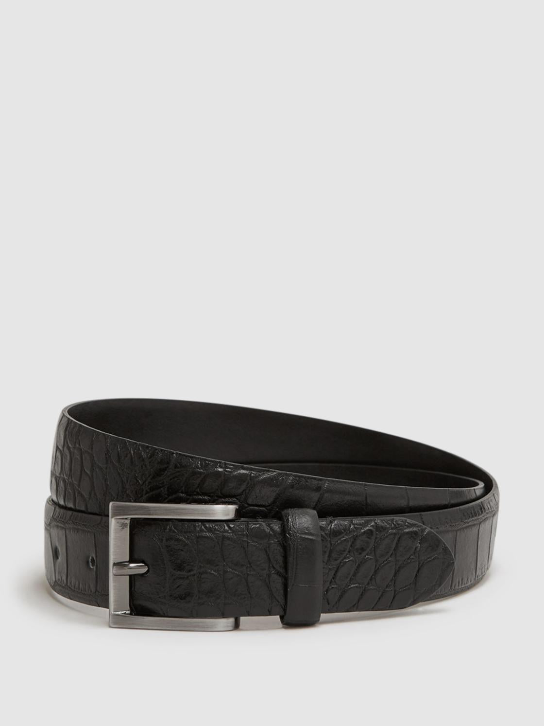 Reiss Belts | Albany Leather Belt Black/gunmetal - Men