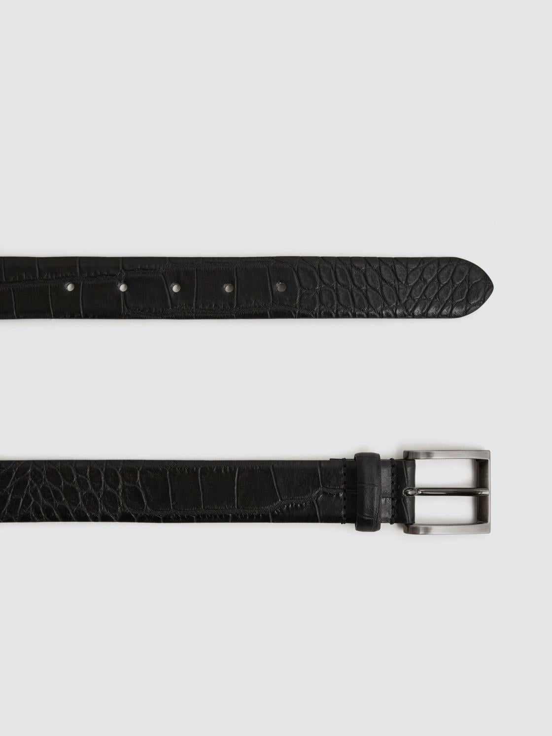 Reiss Belts | Albany Leather Belt Black/gunmetal - Men