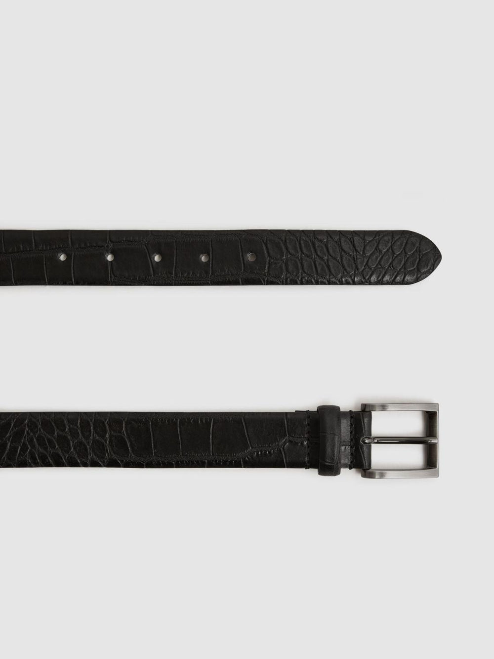 Reiss Belts | Albany Leather Belt Black/gunmetal - Men
