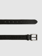 Reiss Belts | Albany Leather Belt Black/gunmetal - Men