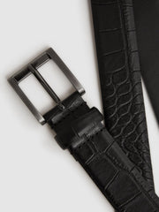 Reiss Belts | Albany Leather Belt Black/gunmetal - Men