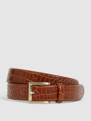 Reiss Belts | Albany Leather Belt Black/gunmetal - Men