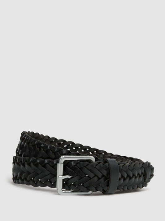 Reiss Belts | Carlton Woven Leather Belt Black - Men