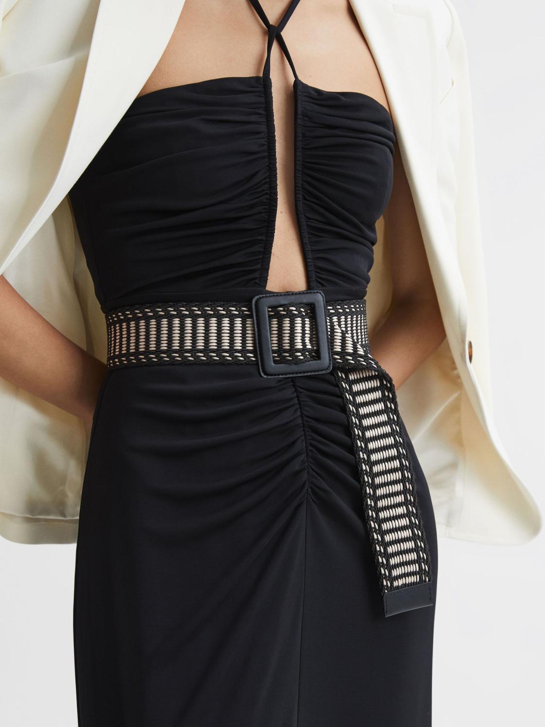 Reiss Belts | Daisy Raffia Buckled Belt Black/neutral - Women