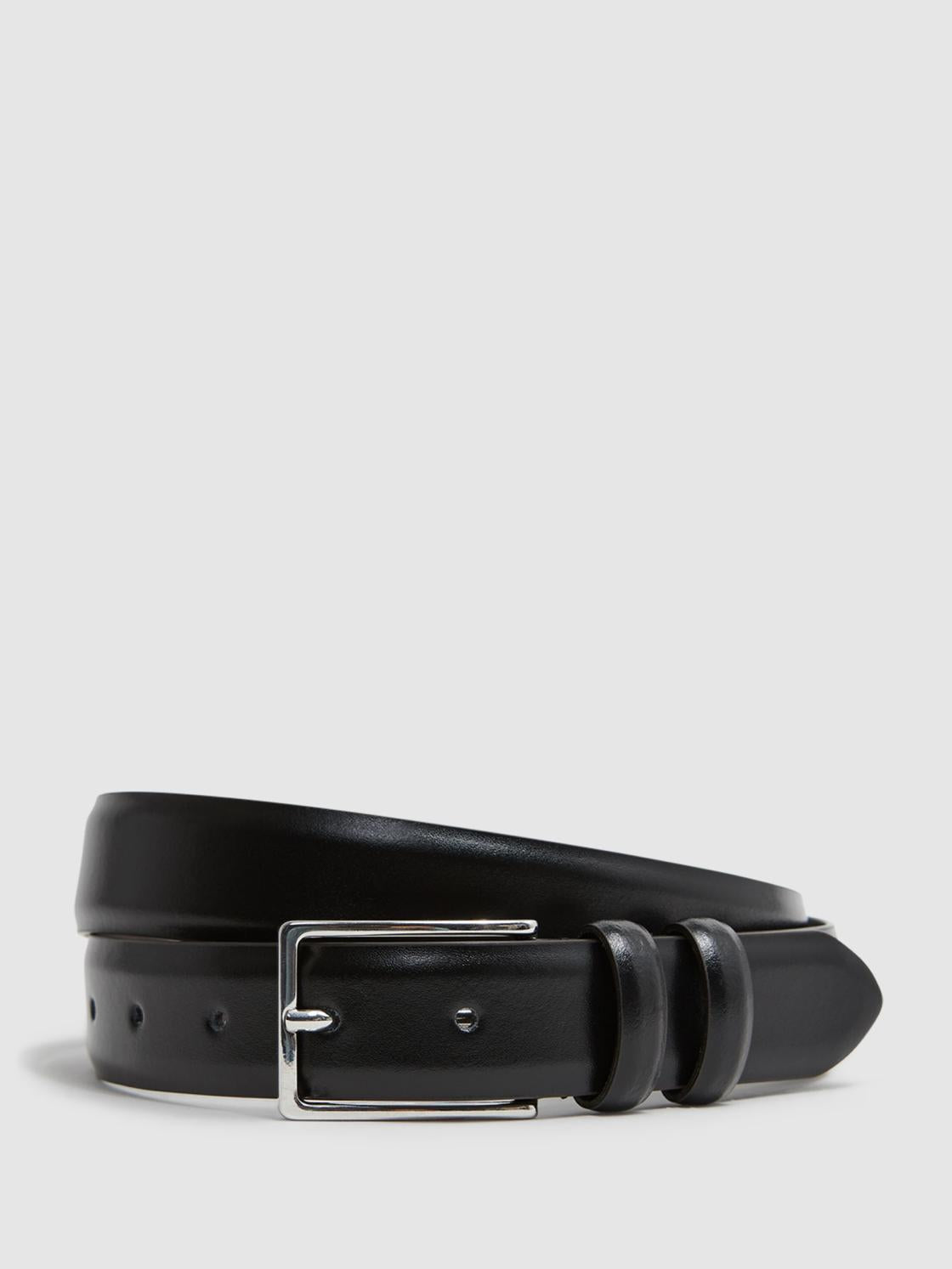 Reiss Belts | Dante Smooth Leather Belt Black - Men