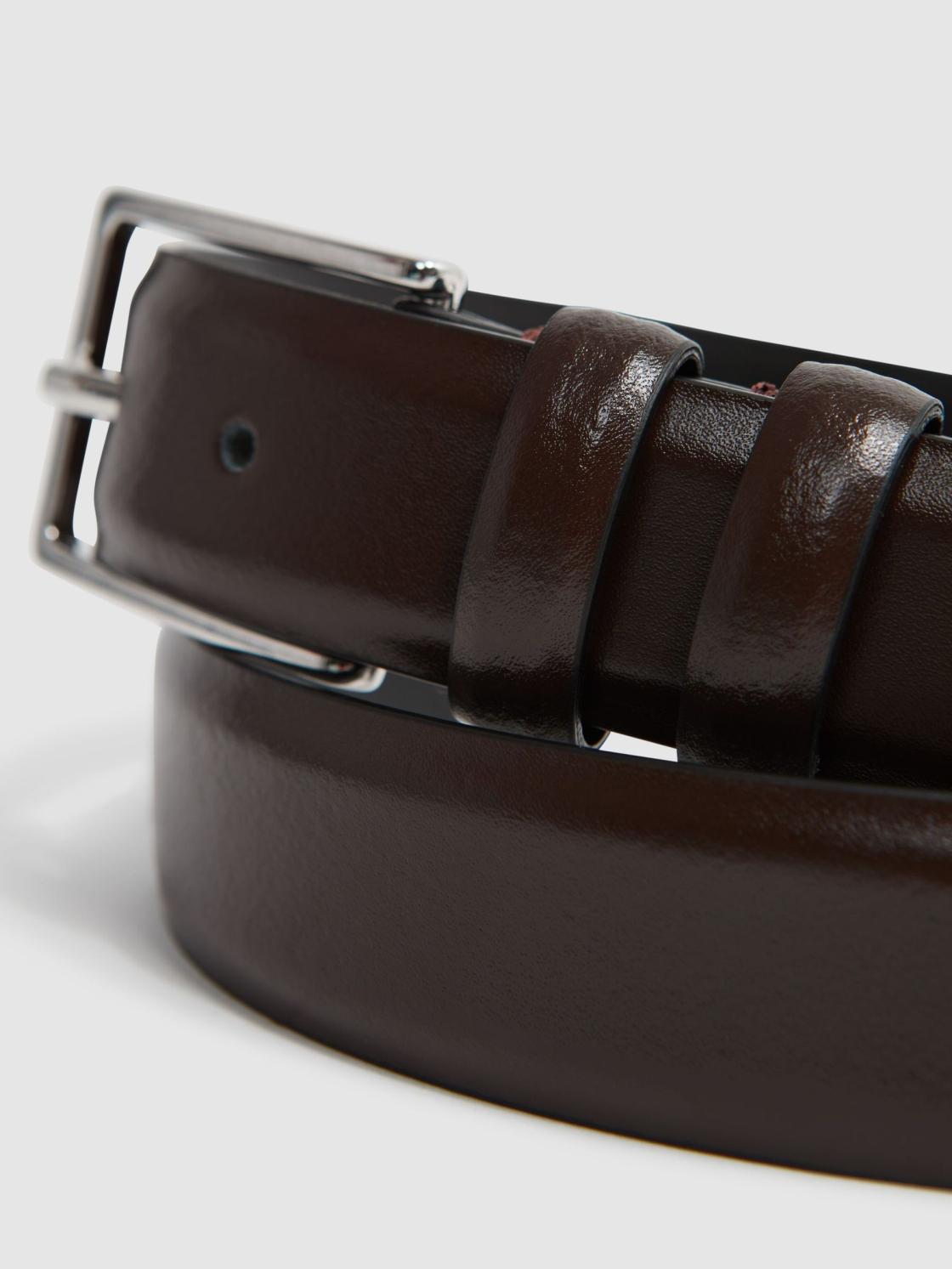 Reiss Belts | Dante Smooth Leather Belt Black - Men
