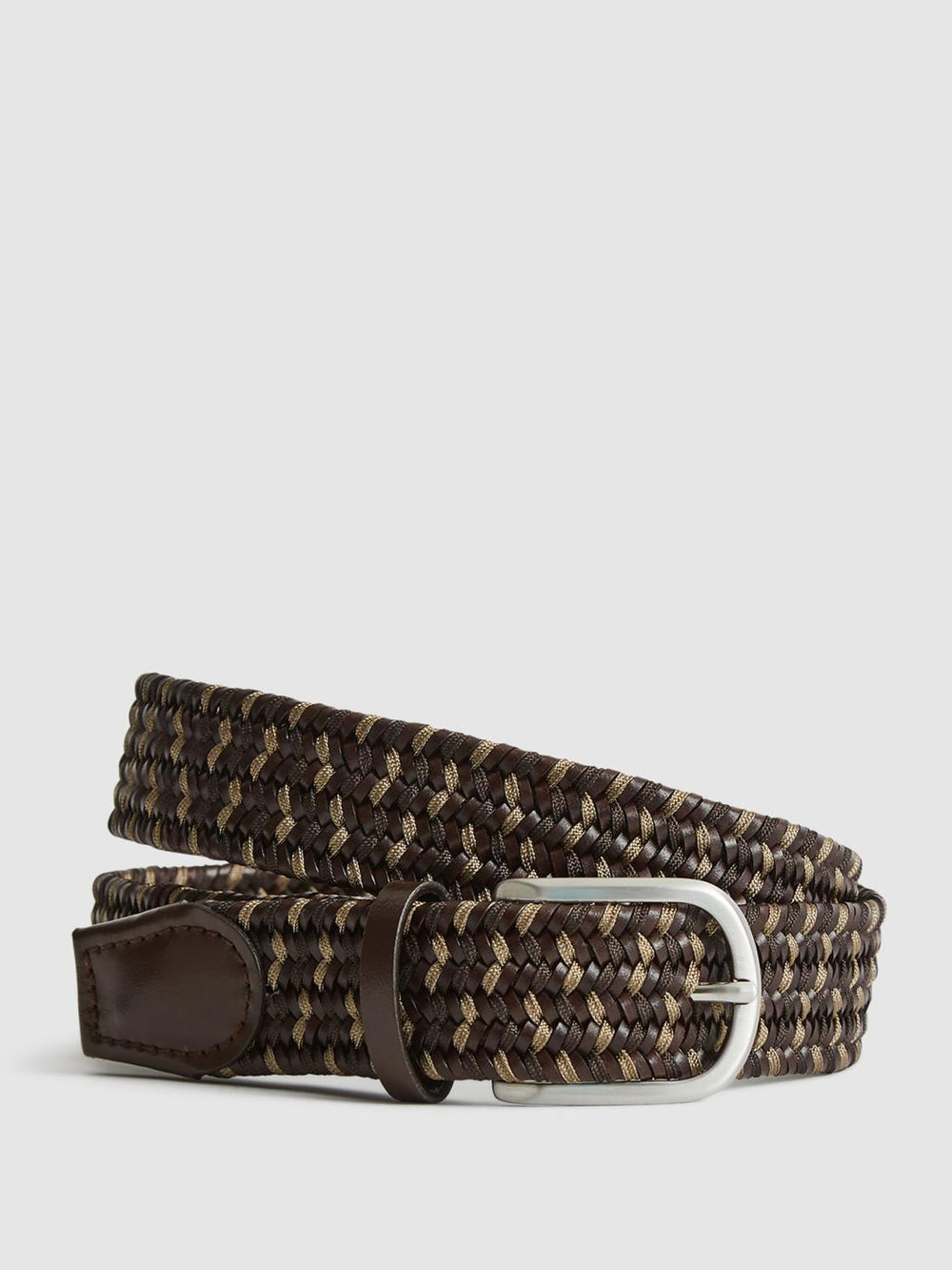 Reiss Belts | Elmont Woven Belt Dark Brown - Men