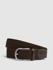 Reiss Belts | Elmont Woven Belt Dark Brown - Men