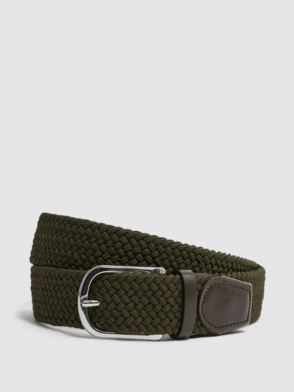 Reiss Belts | Elmont Woven Belt Khaki - Men