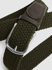 Reiss Belts | Elmont Woven Belt Khaki - Men