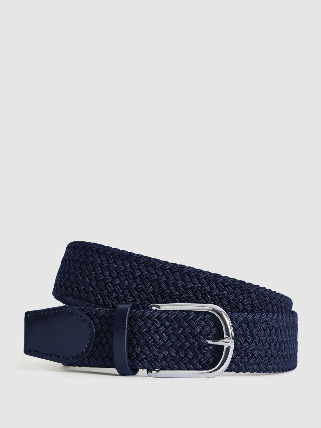 Reiss Belts | Elmont Woven Belt Navy - Men