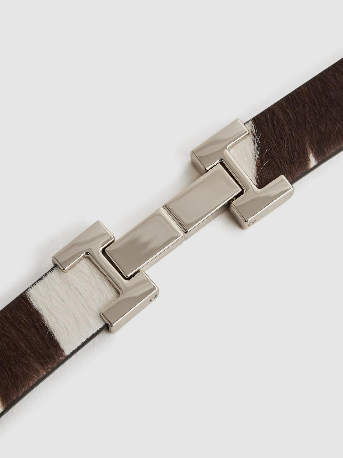 Reiss Belts | Hayley Leather Square Hinge Belt Chocolate/ecru - Women