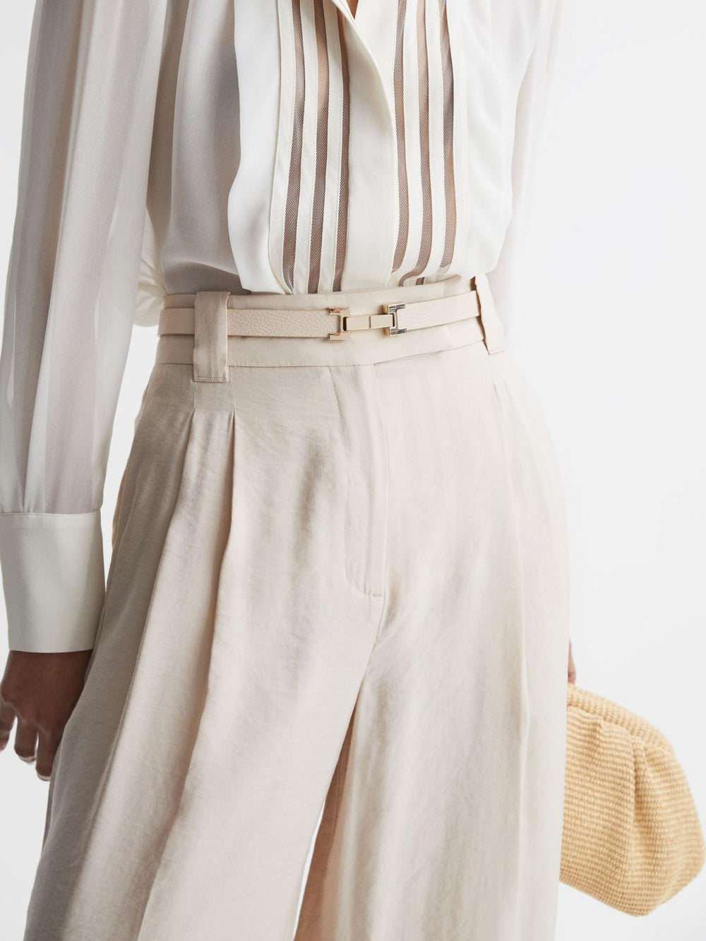 Reiss Belts | Hayley Leather Square Hinge Belt Stone - Women