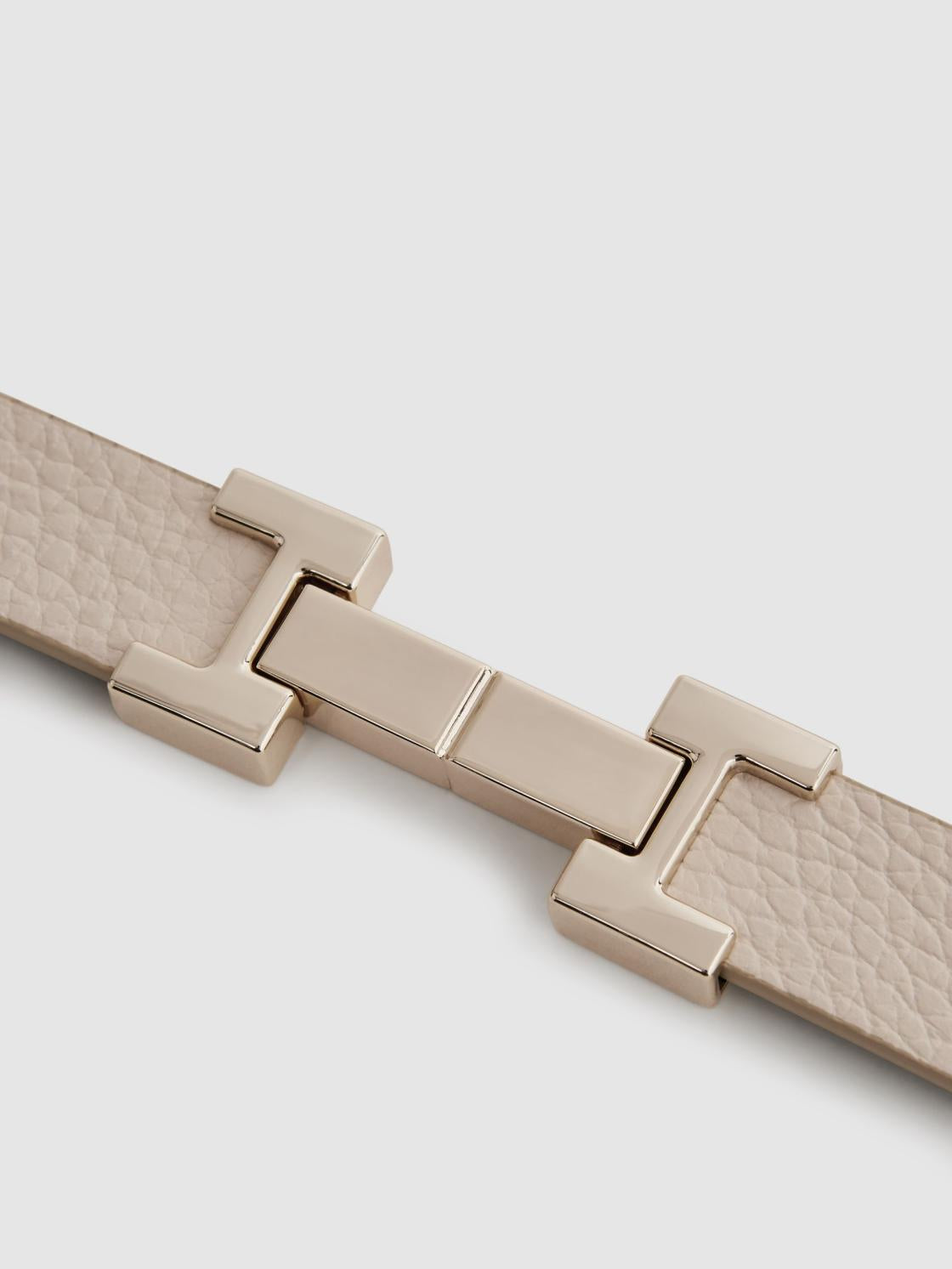 Reiss Belts | Hayley Leather Square Hinge Belt Stone - Women