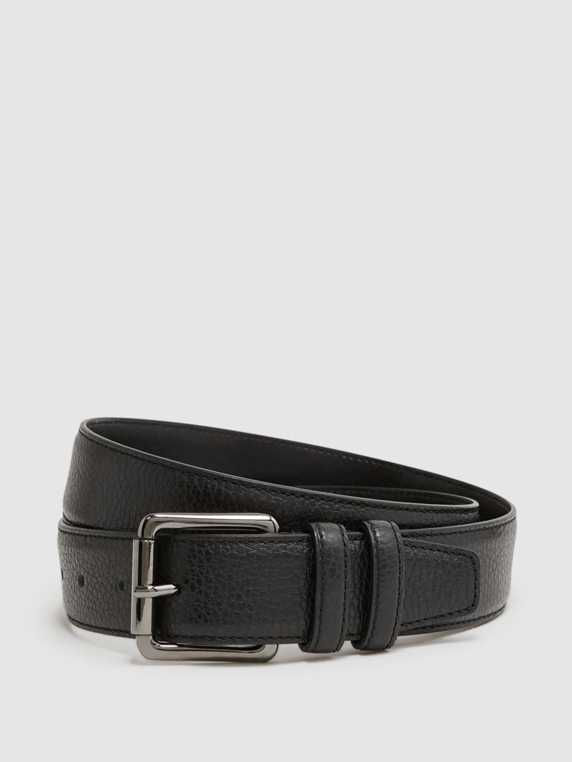 Reiss Belts | Lucas Grained Leather Belt Black - Men