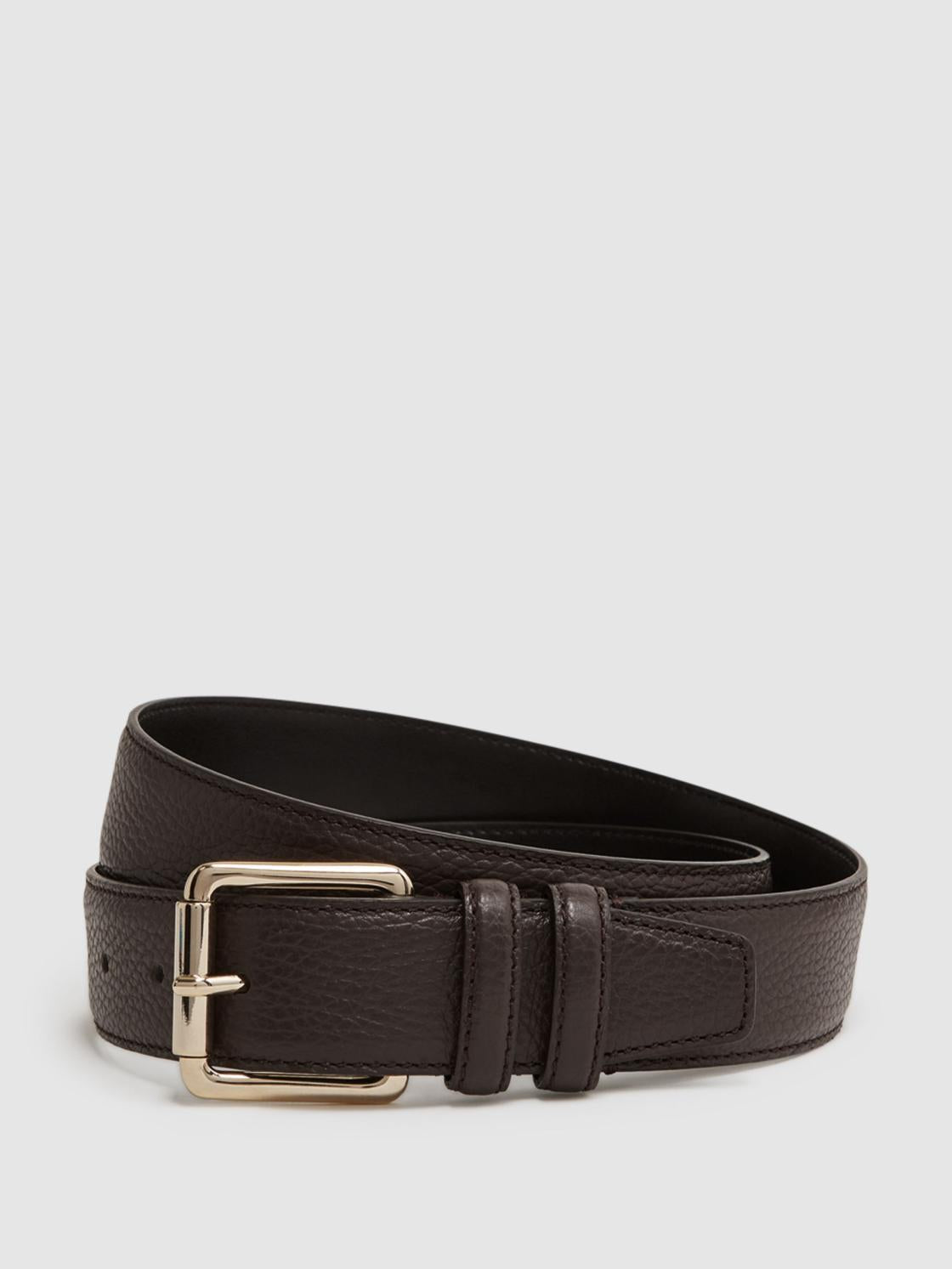 Reiss Belts | Lucas Grained Leather Belt Black - Men