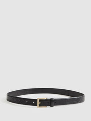 Reiss Belts | Molly Leather Croc Embossed Belt Black - Women