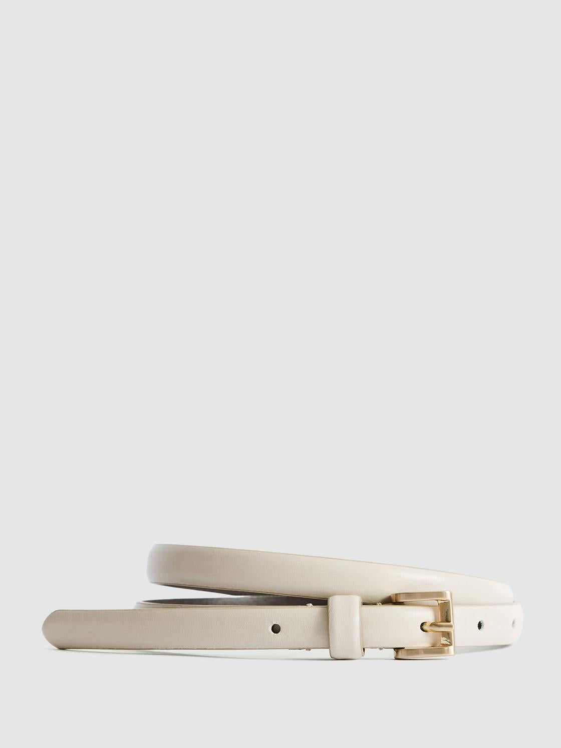 Reiss Belts | Molly Mini Leather Croc Embossed Mini Belt Black - Women