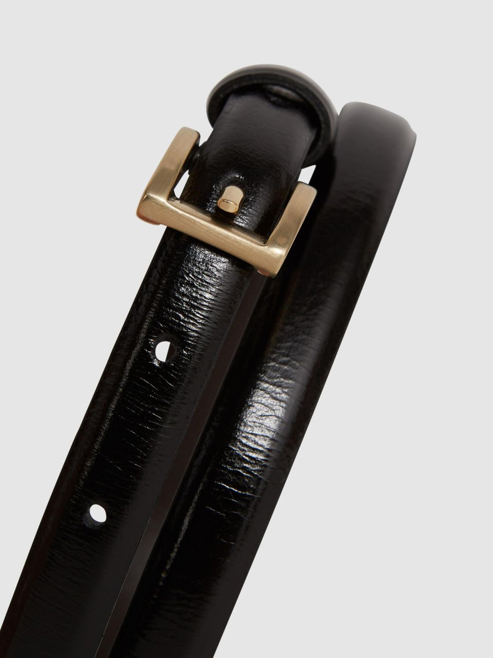 Reiss Belts | Molly Mini Leather Croc Embossed Mini Belt Black - Women