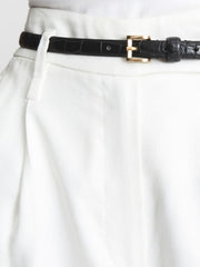 Reiss Belts | Molly Mini Leather Croc Embossed Mini Belt Black - Women