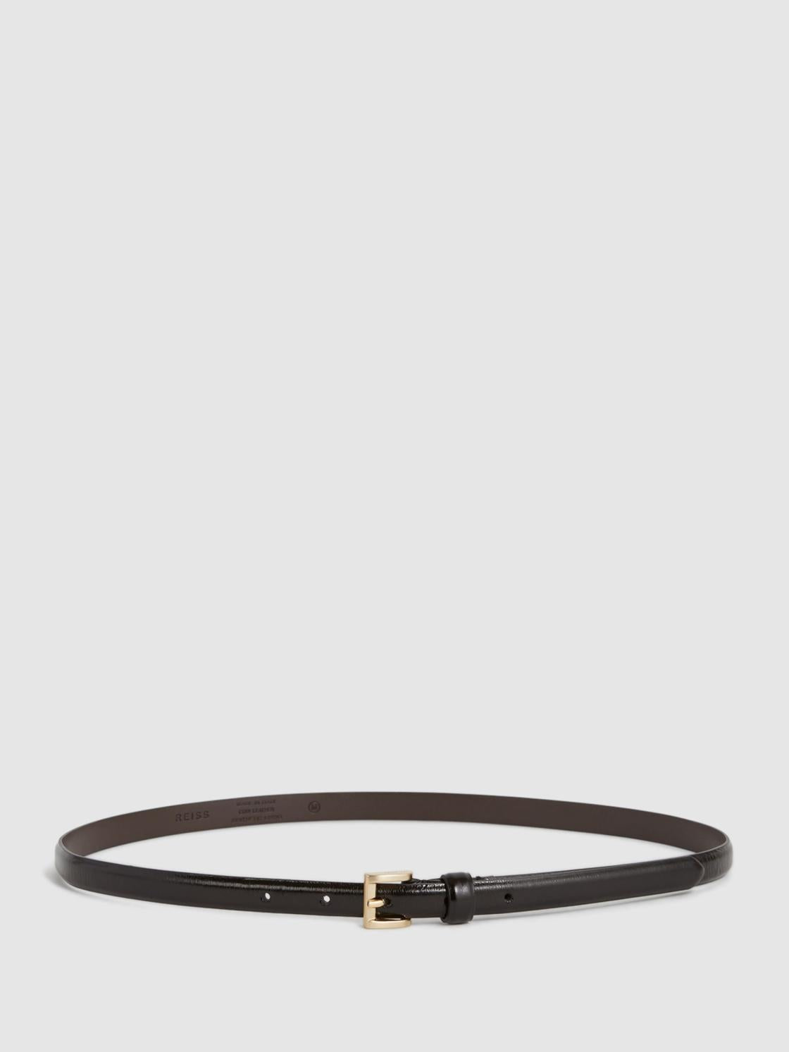 Reiss Belts | Molly Mini Leather Croc Embossed Mini Belt Black - Women
