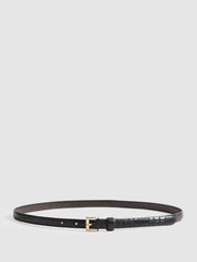 Reiss Belts | Molly Mini Leather Croc Embossed Mini Belt Black - Women