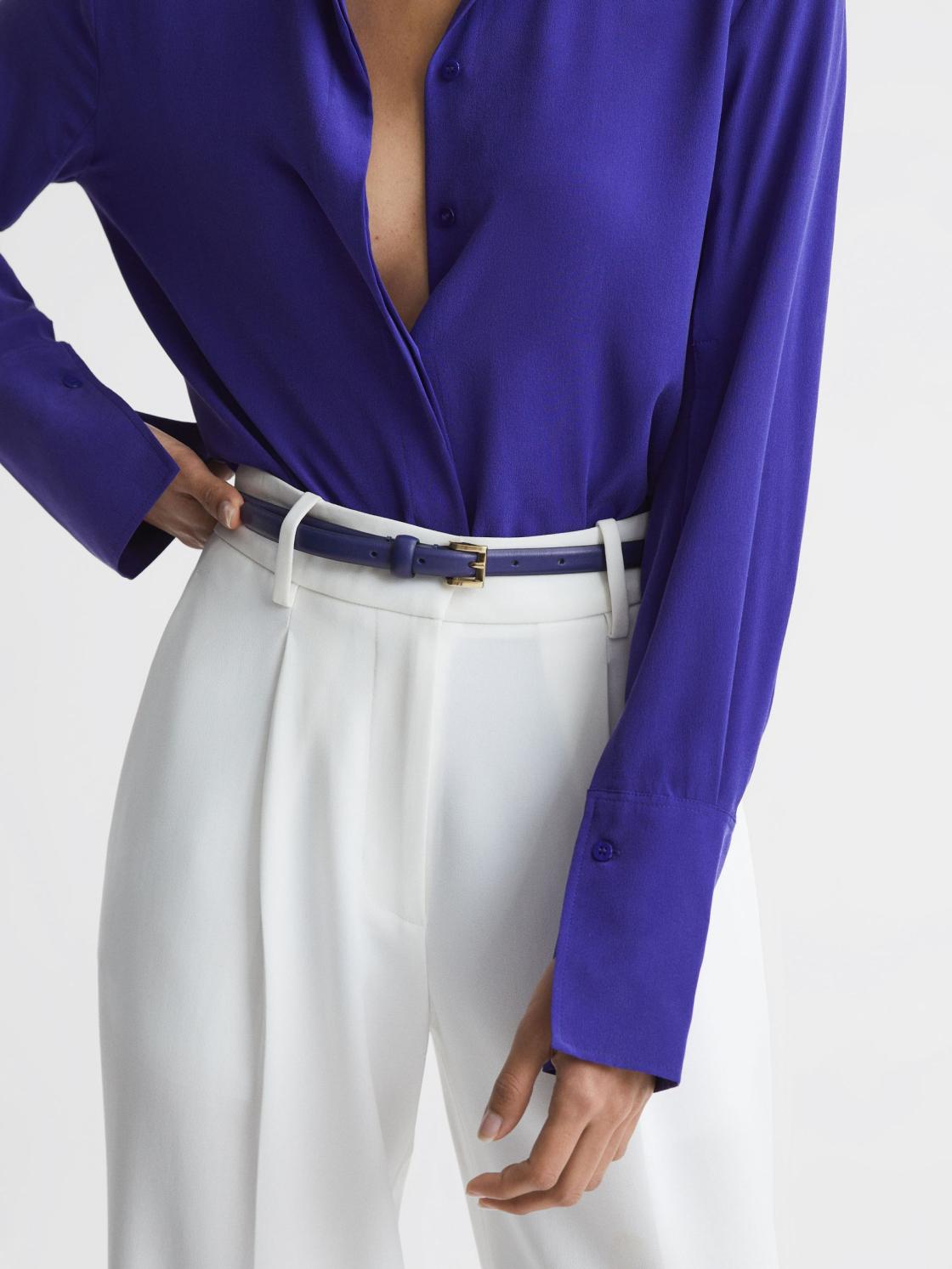 Reiss Belts | Molly Mini Leather Waist Belt Purple - Women