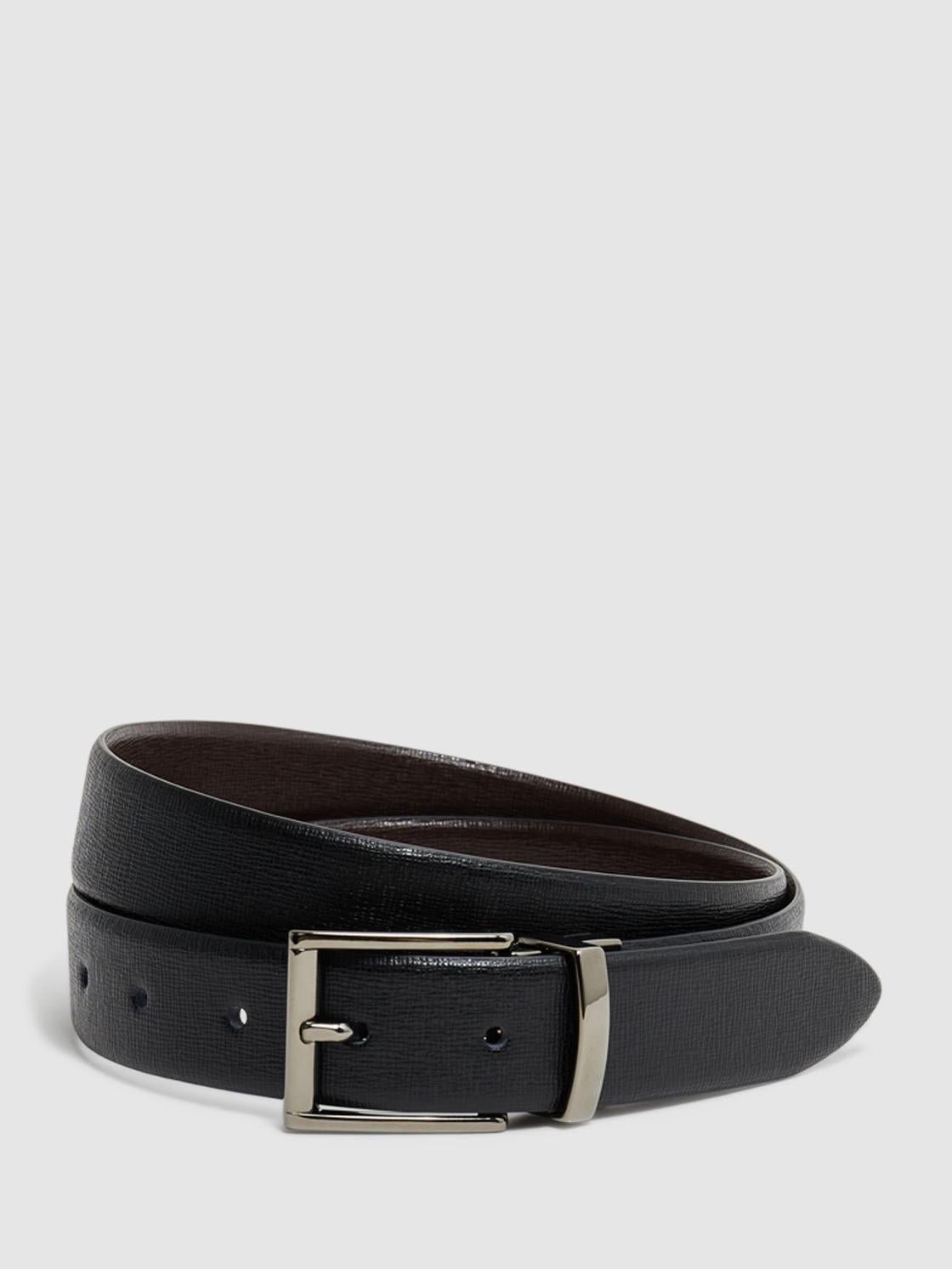 Reiss Belts | Ricky Reversible Leather Belt Black - Men