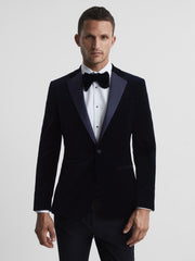 Reiss Blazers | Ace Single Breasted Velvet Blazer Black - Men