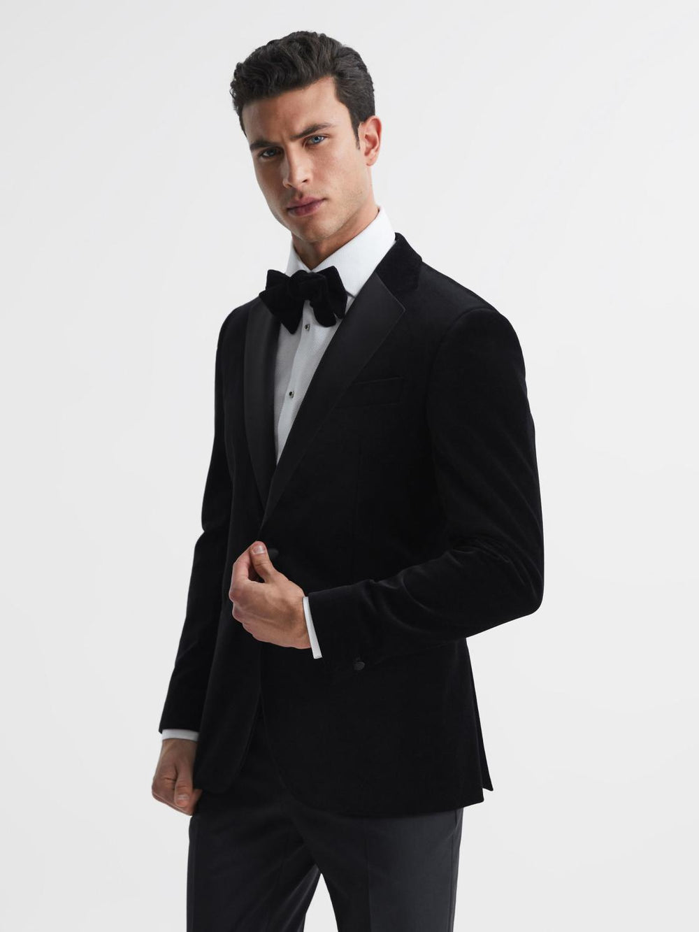 Reiss Blazers | Ace Single Breasted Velvet Blazer Black - Men