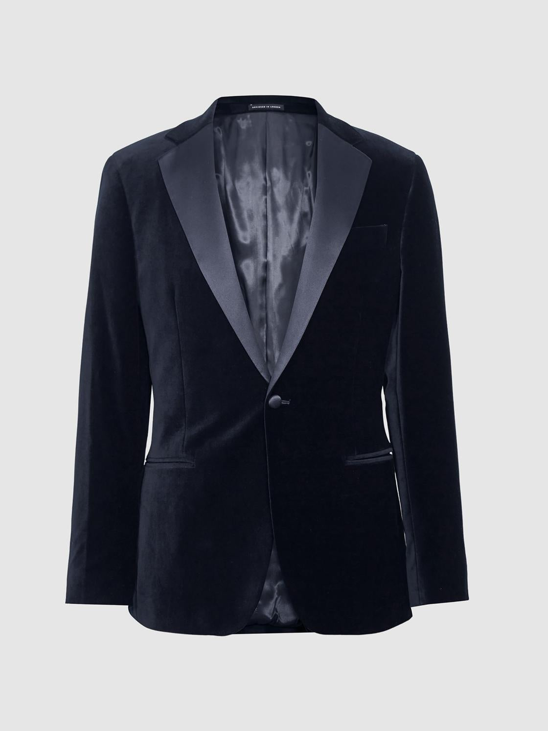 Reiss Blazers | Ace Single Breasted Velvet Blazer Black - Men
