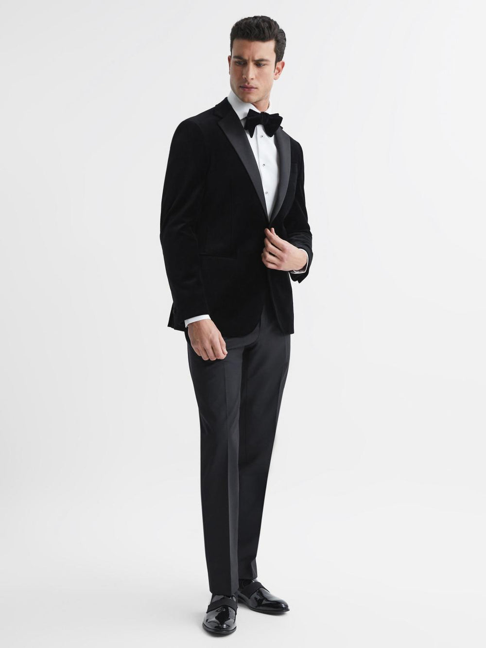 Reiss Blazers | Ace Single Breasted Velvet Blazer Black - Men