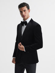 Reiss Blazers | Ace Single Breasted Velvet Blazer Black - Men