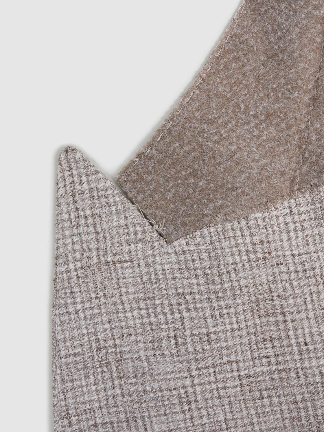 Reiss Blazers | Angel Slim Fit Double Breasted Linen Puppytooth Blazer Oatmeal Melange - Men