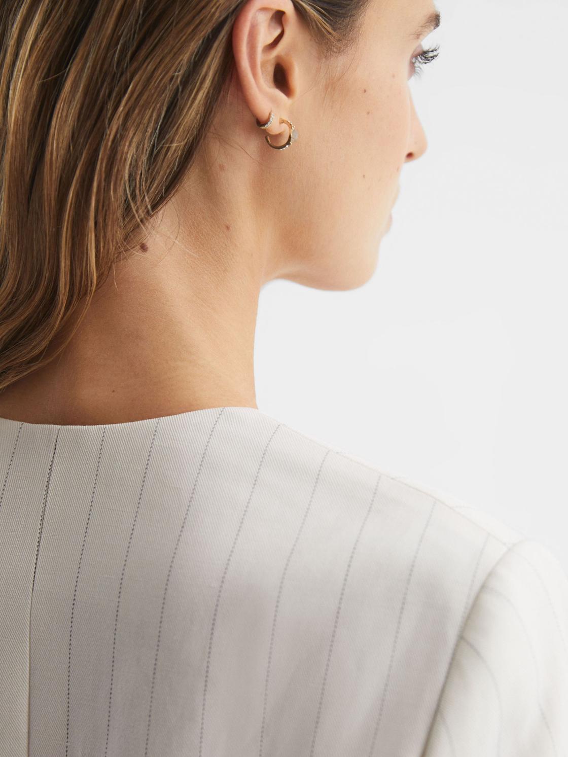 Reiss Blazers | Arleth Collarless Pinstripe Blazer White - Women