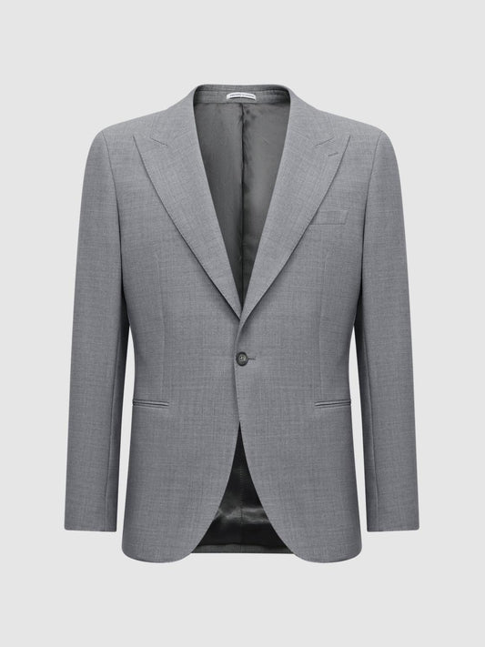 Reiss Blazers | Arrow Slim Fit Single Breasted Wool Blend Blazer Soft Grey - Men