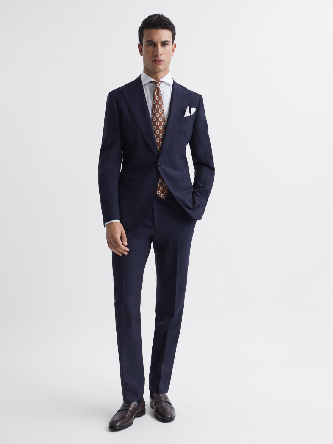 Reiss Blazers | Bold Single Breasted Wool Blazer Navy - Men
