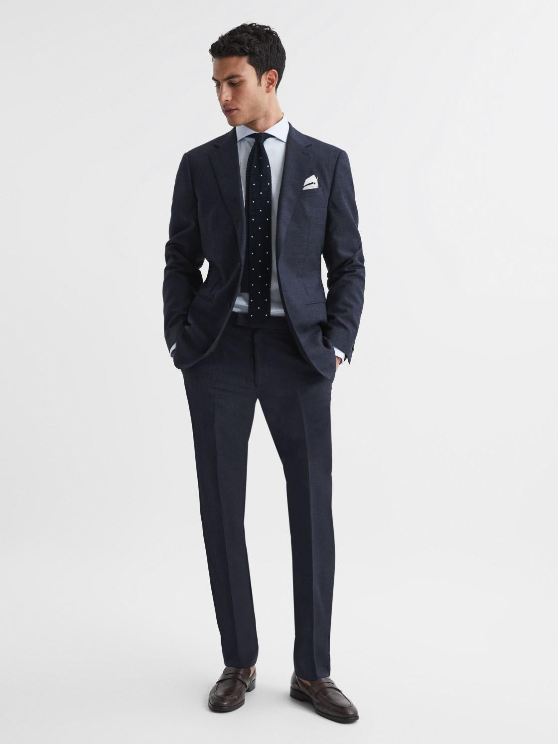 Reiss Blazers | Dunn Textured Slim Fit Blazer Navy - Men