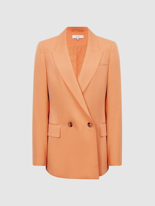 Reiss Blazers | Emmy Wool Blend Double Breasted Blazer Orange - Women