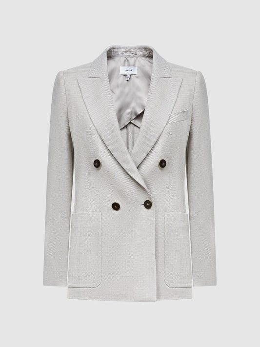 Reiss Blazers | Gaia Tailored Double Breasted Blazer Neutral - Women