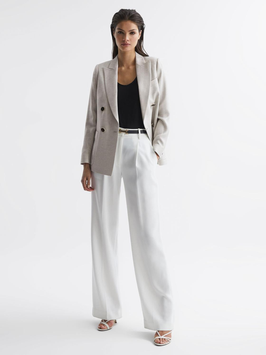 Reiss Blazers | Gaia Tailored Double Breasted Blazer Neutral - Women