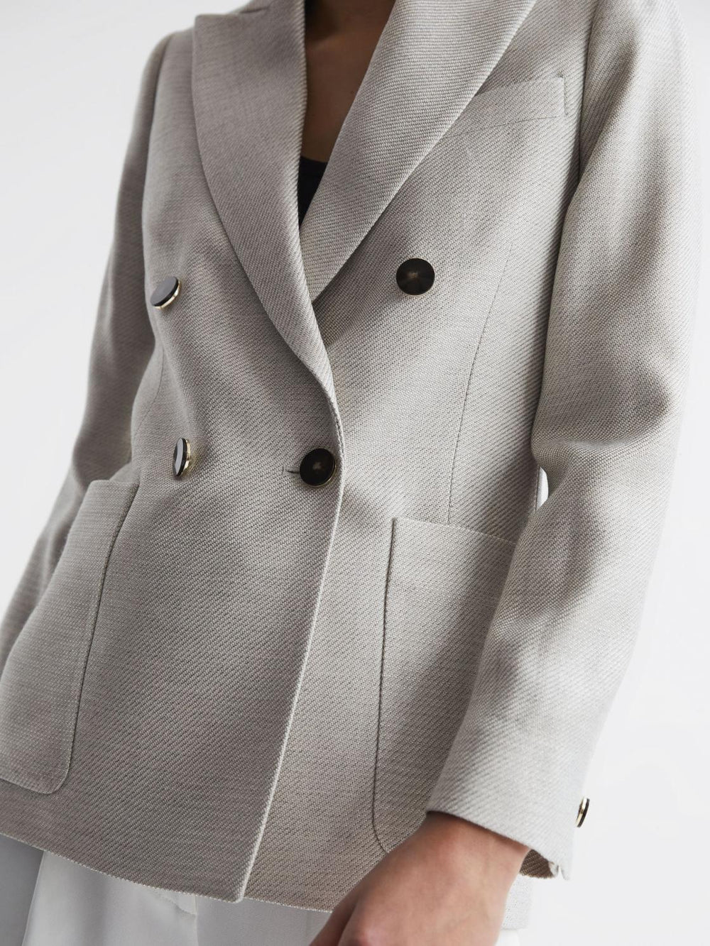 Reiss Blazers | Gaia Tailored Double Breasted Blazer Neutral - Women