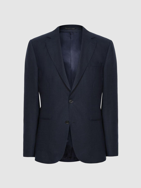 Reiss Blazers | Kin Slim Fit Single Breasted Linen Blazer Airforce Blue - Men