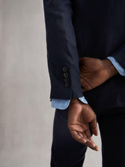 Reiss Blazers | Kin Slim Fit Single Breasted Linen Blazer Airforce Blue - Men