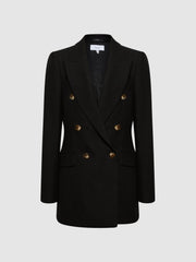Reiss Blazers | Laura Double Breasted Twill Blazer Black - Women